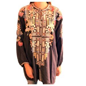 Johnny Was Embroidered Tunic/Dress Size-XL Burgundy